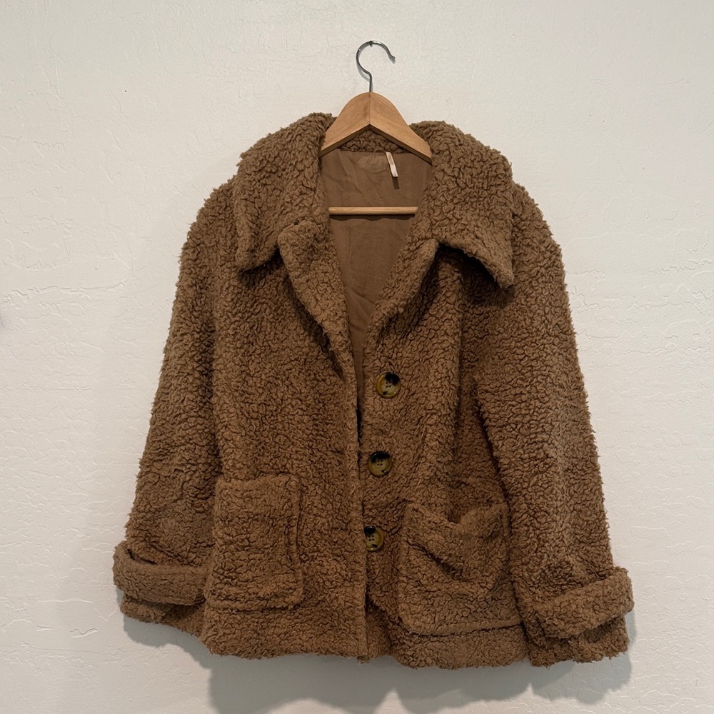 Free People Brown Teddy Coat